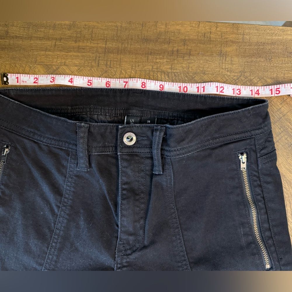 Skingraft Black Moto Skinny Jeans With Quilted Panels And Zipper Details Size 28 - Picture 5 of 16